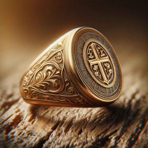 Accessoires de mode pour homme : chevalière vintage en or